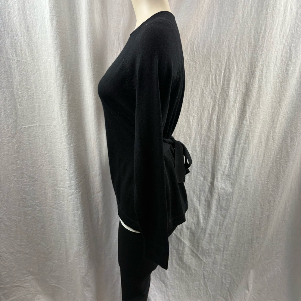 Sandra Angelozzi Black Crew Neck Sweater with Attached Wide Sash M - Picture 7 of 11